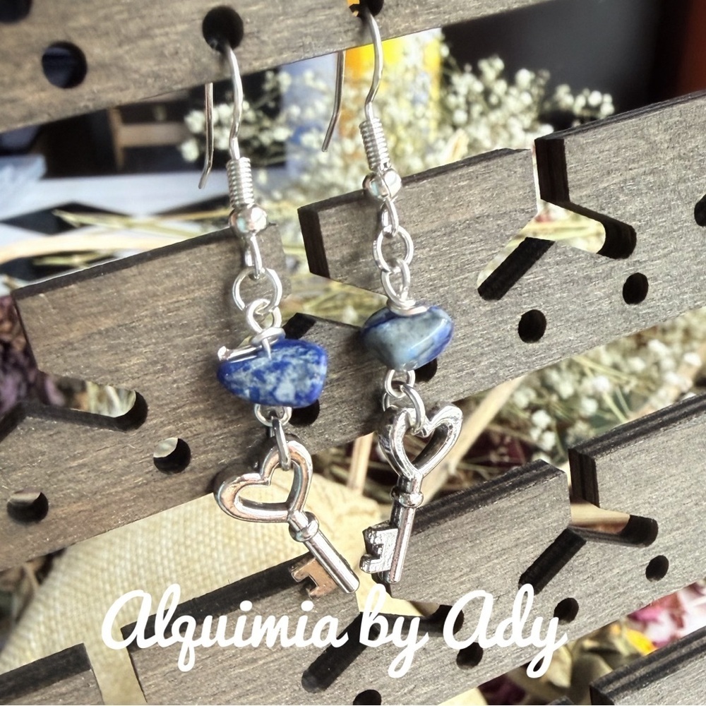 ODDITY + Silver and Blue SODALITE Heart Key Earrings
